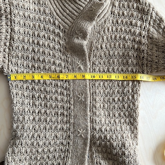 Sandwich_ cardigan / jacket. Knitted alpaca blend. Taupe. Size L - Picture 9 of 9